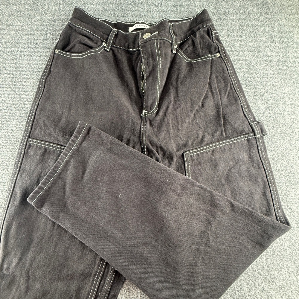 PacSun High Rise Carpenter Jeans Black White Contrast Stitch Size 26 850HO208435